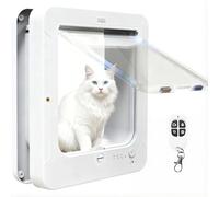 Chatière Électronique Intelligente À Puce Électronique avec 2 Clés pour Collier Et Télécommande, Verrouillage 4 Positions, Déverrouillage Automatique, Dimensions D'ouverture : 8 X 2 Cm White