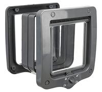 Chatière étanche et silencieuse Trixie « Porte à 4 Voies avec Tunnel » - Dimensions totales : 20 × 22 cm - Dimensions de la Trappe : 14 × 15,5 cm - Gris - 44232
