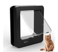 Chatière Intelligente Microchip Medium avec 2 Colliers Capteurs Et 1 Télécommande, Porte pour Animaux Facile à Installer pour Chats & Chiens, Chatière Silencieuse pour Porte Murale/Bois avec Tu Black