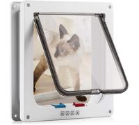 23.5 x 25 x 5.4cm Chatière pour Chat magnétique, verrou Rotatif à 4 Voies, Chatière Silencieux en Feutrine pour Chat Chien -Blanc