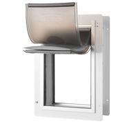 Chatière Murale-VEVOR-avec Serrure et Système à 3 Volets, Résistante aux Intempéries-pour Animaux de Compagnie, Blanc, Taille M