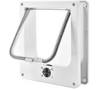 Chatière pour Chat à 4 Voies porte à rabat pour animaux de compagnie avec Tunnel porte pour chat verrouillable XL 25x29x5.5cm Blanc