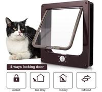 Chatière pour Chat à 4 Voies porte à rabat pour animaux de compagnie avec Tunnel porte pour chat verrouillable L 17.5x19x5.5cm Burn
