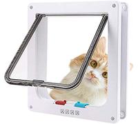 Chatière pour Chat avec magnétique à 4 Voies, Porte pour Animaux de Compagnie pour Chats et Petits Chiens, Porte pour Chat avec Tunnel (XL-20 x 22 x 5.5 cm, Blanc)