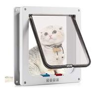 Chatière pour Chat avec magnétique à 4 Voies, Porte pour Animaux de Compagnie pour Chats et Petits Chiens, Porte pour Chat avec Tunnel (M-16 x 15.7 x 5.5 cm, Blanc)