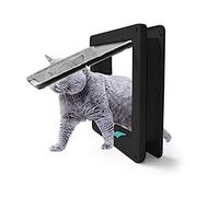 Chatière pour Chat avec Tunnel Cache Découpe Chatière Chien Porte de Chat avec Serrure Chatières pour Petit Animaux Cat Mate Verrouillable Facile à Installer, Serrure à 4 Positions (L, Noir)
