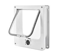 Chatière pour Chat, Chatière Magnétique à 4 Voies pour Chats et Petit Chiens, Facile à Installer, Porte pour Animaux Coulissant Manuel sur Mur/Bois/Porte en UPVC (Blanc,M)