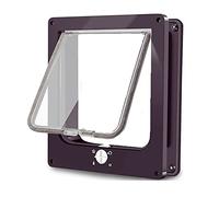 Chatière pour Chat, Chatière Magnétique à 4 Voies pour Chats et Petit Chiens, Facile à Installer, Porte pour Animaux Coulissant Manuel sur Mur/Bois/Porte en UPVC (Brun,XL)