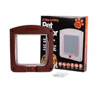 Chatiere pour Chat, Chatières pour Chien Intérieure, Chatière pour Animaux À Verrouillage À 4 Voies pour Portes Intérieures Et Extérieures, Chiots, Chatons 24x22 Cm