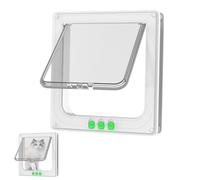 Chatière pour chat et petit chien - Porte magnétique transparente avec joint à brosse silencieux, résistant aux intempéries - 4 tailles et 3 couleurs - Facile à installer (blanc, taille M)