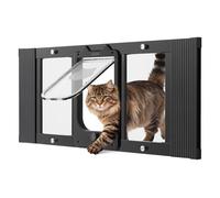 VEVOR Chatière pour Chat Convient aux Fenêtres de 787 à 914 mm, Porte de Fenêtre pour Animal Domestique en Aluminium Verre Haute Transparence, 4 Modes de Verrouillage, Fermeture Magnétique, Noire