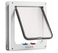 Chatiere pour Chats,Chatiere pour Chat avec Magnétique à 4 Voies,Porte pour Chat avec Tunnel Ouverture,Chiens ou Petits Animaux Contrlable Verrouillable,Facile à Installer et à Utiliser