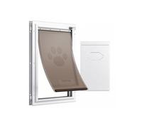 Chatière pour Chien et Chat Taille S Cadre Aluminium 210 x 303 mm Rabat avec Verrouillage Résistant aux Intempéries Blanche