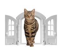 Chatière pour fenêtre,Cadre d'entrée Anti-évasion pour Chiot | Double Panneaux Style français 24x27,5x7,2cm,pour Chambre, Garage, extérieur, Mur, Patio, Couloir