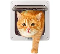 Chatière Sailnovo à Fermeture magnétique 4 Positions pour Chats et Chiens de Petite Taille 19 * 20 * 2,1 cm (S, Blanc)