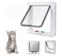 Chatière verrouillable 4 Modes avec Rabat et Cadre télescopique pour Chat et Petit Chien, Installation Simple, Blanc, Grande Taille(S,Blanc)