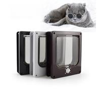 Chatière verrouillable à 4 voies avec aimants, trappe de très grande taille avec fermeture à 4 voies, porte résistante aux intempéries, pour animal domestique, chat, chatière manuelle et silencieuse