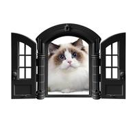 Chatières pour Chats,Cadre d'entrée Anti-évasion pour Chiot,Chatière extérieure Style français à Double Panneaux, 24,00 x 27,51 x 7,19 cm - pour Porte de Chambre, Couloir, Patio, Mur