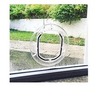 Chatières Rondes à Rabat Transparent avec kit de Verrouillage et de Doublure à 4 Voies pour Chat, Chiot, Chien, Convient Le Mieux pour Porte coulissante en Verre, fenêtre en Verre