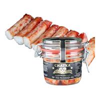 Chatka - Conservation au format traditionnel contenant de pattes de crabe royal rouge et de chair de crabe émiettée, préparée pour une utilisation culinaire (190 gram)
