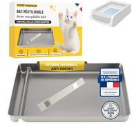 ChatMignon® - Bac à Litière Réutilisable en Acier Inoxydable 304, Compatible avec Pet-Safe Scoop-Free, Ultra Durable, Anti-Odeurs & Taches, Ecologique, Coins Arrondis, Accessoire Magnétique Inclus