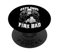 Chaton Amoureux des Chats Cats Good Fire Bad Funny Frankenstein PopSockets PopGrip Adhésif