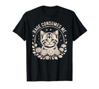 Chaton avec Cadre Floral et Sarcastique « Rage Consumes Me » T-Shirt