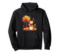 Chaton avec café glacé sous l'arbre d'automne Chat Bonjour Automne Sweat à Capuche