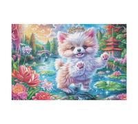 Chaton Champ de Fleurs Animal de Compagnie Mignon Faune Sauvage Nature Sauvage Belle Rural Puzzle 1000 Pièces pour Adultes Amusant Captivant Et Relaxant Parfait pour Hobby Et Famille （75x50cm）