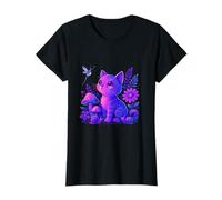 Chaton chassant la luciole Parmi Les Champignons T-Shirt