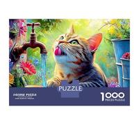 Chaton dans la Ville Premium Carton 1000 Pièces Ange Jouant de l'art de la Harpe Puzzle, Défi Éducatif Adultes/Adolescents, Soulagement Stress, Cadeau Seniors/Adolescents 38x26cm/1000pcs