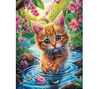 Chaton dans l'étang de lotus 1000 Pieces Casse-tête Adulte En Carton Sans Déformation Conte de fées d'accompagnement magique Très Difficile Haute Difficulté Anti-Stress Décoration Murale Cadeau Noël P