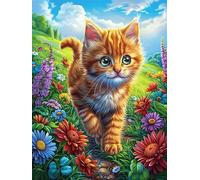 Chaton dans Un Jardin Fleuri 500 Pièces Puzzle Personne Âgée en Carton Rigide Paysages et Science-Fiction Facile Débutant Anti-Stress Stimulation Cognitive Loisir Créatif Petit Prix Premium 500 PCS