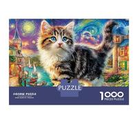 Chaton éclaboussant Jeu De Puzzle Art Cosmique avec Chaton 1000 Pcs Papier Résistant pour La Famille Coupe Précise Activité Parent-Enfant Cadeau D’Anniversaire Haute Qualité 70x50cm/1000pcs