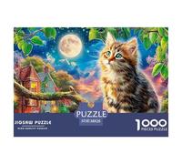 Chaton éclairé par la Lune Puzzle pour Adultes - 1000 Pièces L'Excellence du Puzzle-Défi Difficile - pour Homme, Femme Et Un Public Adulte/Ado (14+) 38x26cm/1000pcs