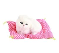 Chaton en peluche super mignon, mini simulation sonore, chatons assis, poupée de chat, cadeau de Noël pour enfants, décoration de la maison, blanc, jaune, 17 cm, 14 cm, 60 g (Un chat assis appellera