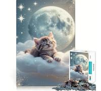 Chaton endormi sur Un Nuage Puzzle de 1000 pièces pour Adultes Jeu d'exercice Mental Design Relaxant et apaisant Cadeau saisonnier 50x75cm