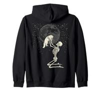 Chaton Gothique Squelette crâne Lune Halloween Graphique Sweat à Capuche