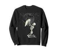 Chaton Gothique Squelette crâne Lune Halloween Graphique Sweatshirt