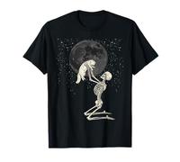 Chaton Gothique Squelette crâne Lune Halloween Graphique T-Shirt