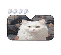 Chaton Mignon, Chat Blanc Voiture Couverture Pare Brise Universelle Pare-Soleil Pliable Voiture Housses De Soleils pour SUV Berlines Voitures 70x130cm