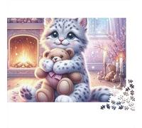 Chaton Mignon embrassant Teddy 1000 Pièces Puzzle pour Adultes Qualité Premium Anti-Stress Difficile pour Experts Livraison Rapide sans Défaut 52x38cm/1000pcs
