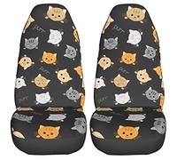Chaton Mignon Housses De Siège Lot De 2 Confort Housses Siège Amovible Couvre Sieges pour SUV Voitures Conducteur