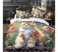 Chaton mignon qui jette un coup d'œil Parure de Lit Imprimé en 3D Super Douce Hypoallergique Housse de Couette Fermeture Éclair Résistante Léger for Enfants Garçons Ado Super king（260x220cm）