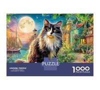 Chaton par la rivière Puzzle 1000 pièces : Jeu éducatif, DIY Familial, thème Cat Moon. Cadeau Familial, Ados ≥12 Ans et Adultes.