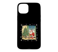 Chaton Père Noël Kris Kringle Livrant Cadeau Rétro Coque pour iPhone 15 Plus