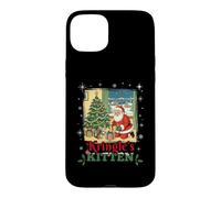 Chaton Père Noël Kris Kringle Livrant Cadeau Rétro Coque pour iPhone 15 Plus