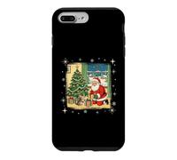 Chaton Père Noël Kris Kringle Livrant Cadeau Rétro Coque pour iPhone 7 Plus/8 Plus
