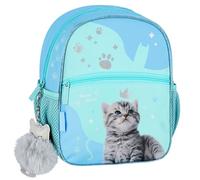 Chaton Petit sac à dos bleu pour fillette, sac à dos de maternelle 26x23x9 cm