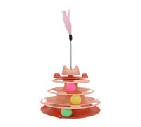 Chaton Piste Rouleau Chat Plateau Tournant Balle Jouet 4 Couches Exercice Amusant pour Animaux de Compagnie en PP Durable (Pink)